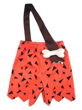 NWOT BamBam Dino Print Costume Shorts with Bone Accent